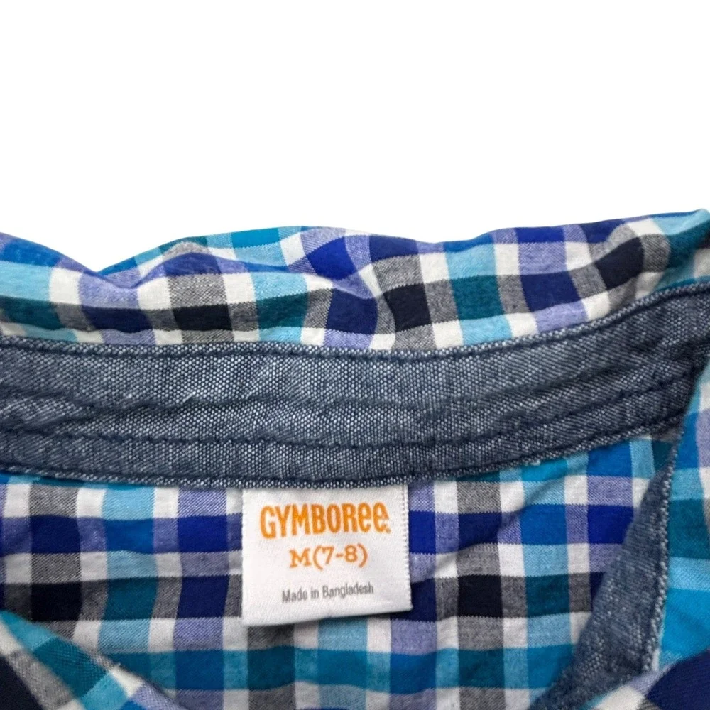Gymboree Boys Kids Plaid Button Down Long Sleeve Shirt Size Medium 7-8‎